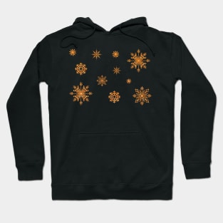 Bright Orange Faux Glitter Snowflakes Hoodie